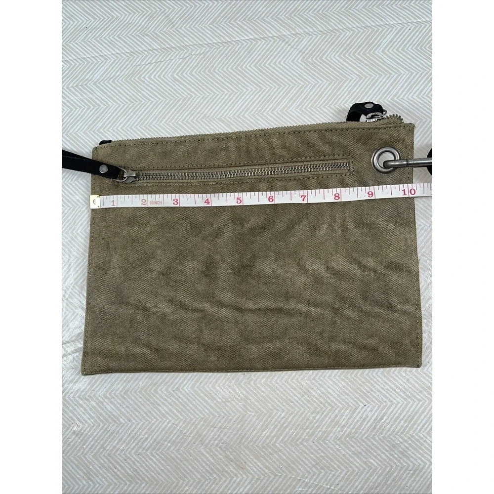 Free People Suede & Canvas Essential Clutch Wristlet Green/Black Trendy Casual